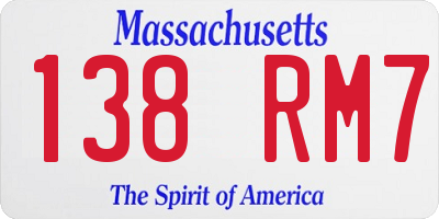 MA license plate 138RM7