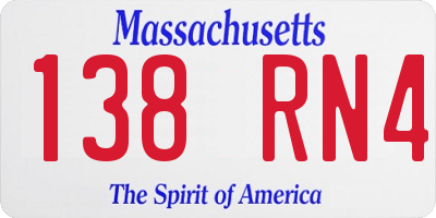 MA license plate 138RN4