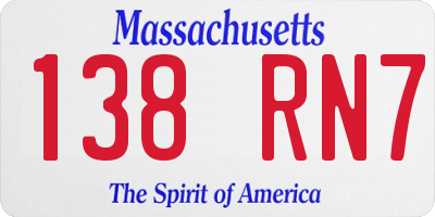 MA license plate 138RN7