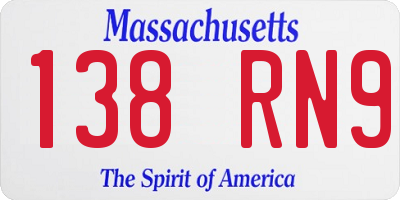 MA license plate 138RN9