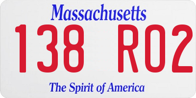 MA license plate 138RO2