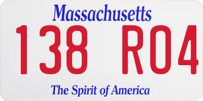 MA license plate 138RO4