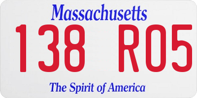 MA license plate 138RO5