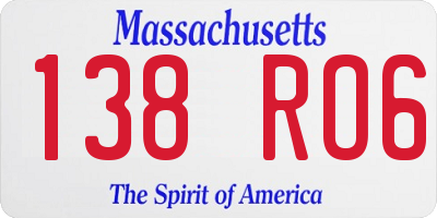 MA license plate 138RO6