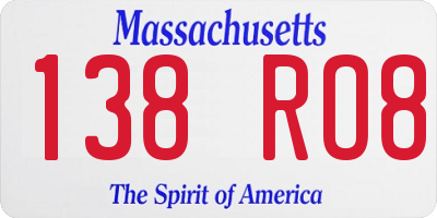 MA license plate 138RO8