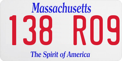 MA license plate 138RO9