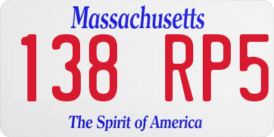 MA license plate 138RP5