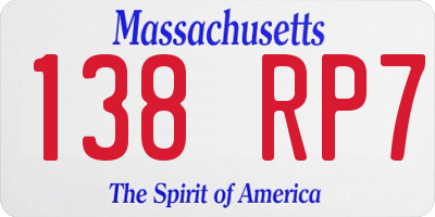 MA license plate 138RP7