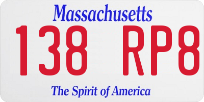 MA license plate 138RP8