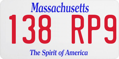 MA license plate 138RP9