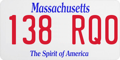 MA license plate 138RQ0