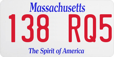 MA license plate 138RQ5
