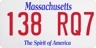 MA license plate 138RQ7