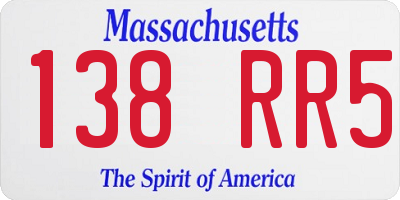 MA license plate 138RR5