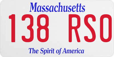 MA license plate 138RS0