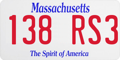 MA license plate 138RS3