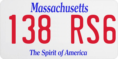 MA license plate 138RS6