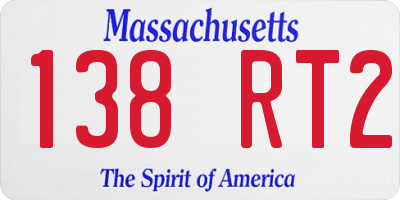 MA license plate 138RT2