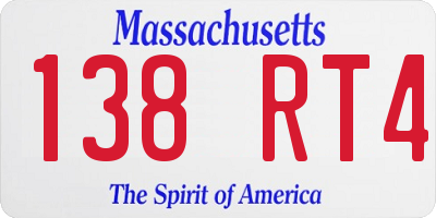 MA license plate 138RT4