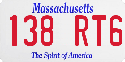 MA license plate 138RT6