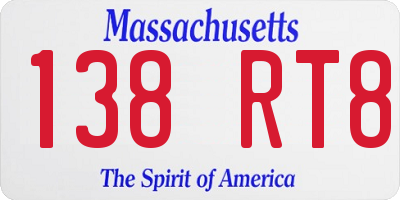 MA license plate 138RT8