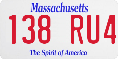 MA license plate 138RU4