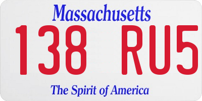 MA license plate 138RU5