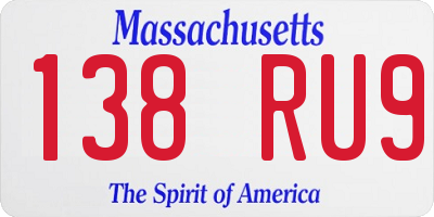 MA license plate 138RU9