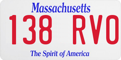 MA license plate 138RV0