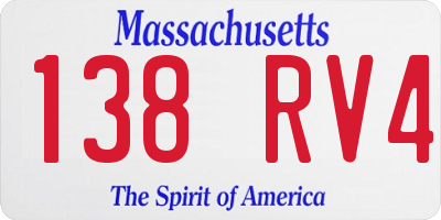 MA license plate 138RV4