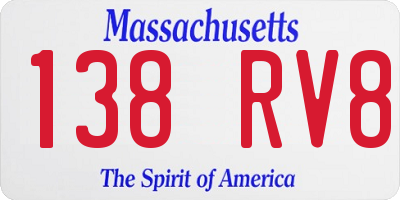 MA license plate 138RV8