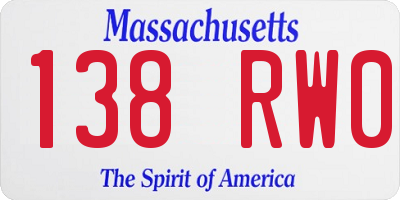 MA license plate 138RW0