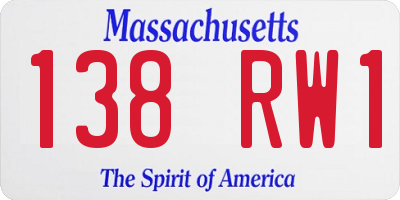 MA license plate 138RW1