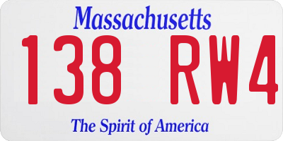 MA license plate 138RW4