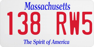 MA license plate 138RW5