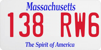 MA license plate 138RW6