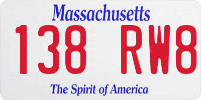 MA license plate 138RW8