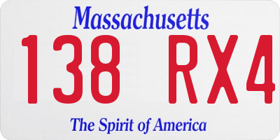 MA license plate 138RX4