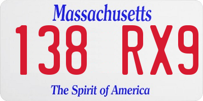MA license plate 138RX9