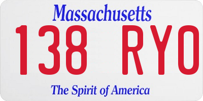 MA license plate 138RY0