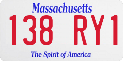 MA license plate 138RY1