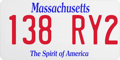 MA license plate 138RY2