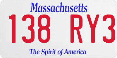 MA license plate 138RY3
