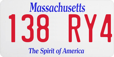 MA license plate 138RY4