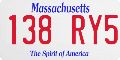 MA license plate 138RY5