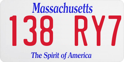 MA license plate 138RY7