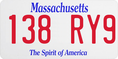 MA license plate 138RY9