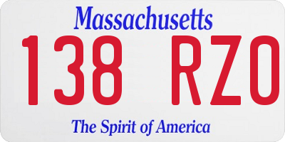 MA license plate 138RZ0