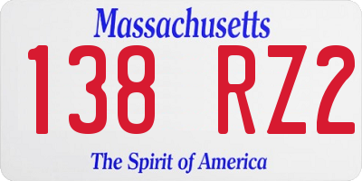 MA license plate 138RZ2