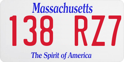 MA license plate 138RZ7